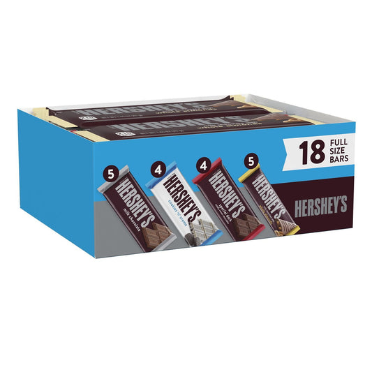 Hershey's, Assorted Milk Chocolate, Dark Chocolate and Creme Candy Bars, (18 Bars)