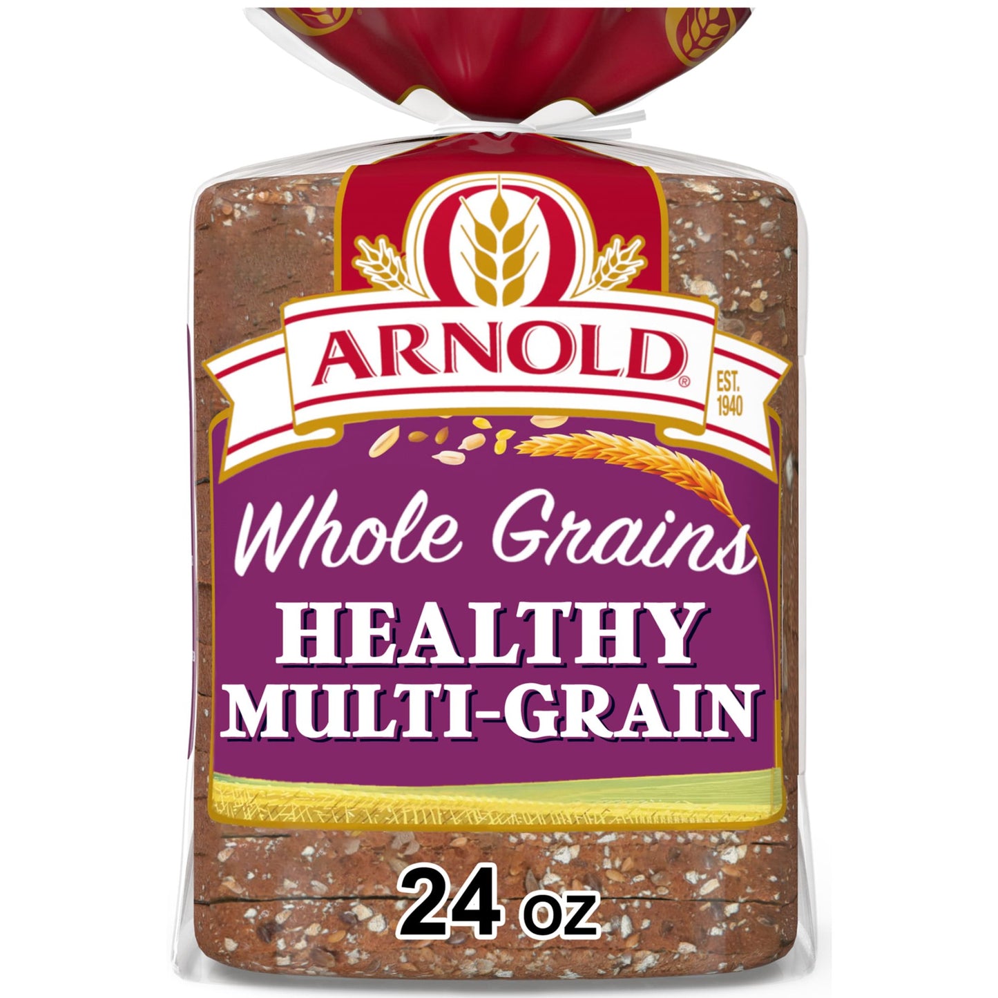 Arnold Whole Grains Healthy Bread, 24 oz, Multi-Grain Multigrain Bread, Bag