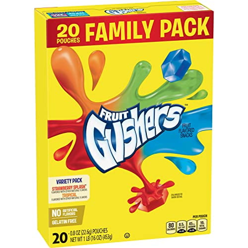 Gushers Fruit Flavored Snacks, Variety Pack, Strawberry and Tropical, 20ct