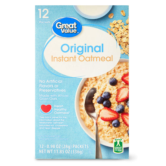 Great Value Orignal Instant Oatmeal, 12ct