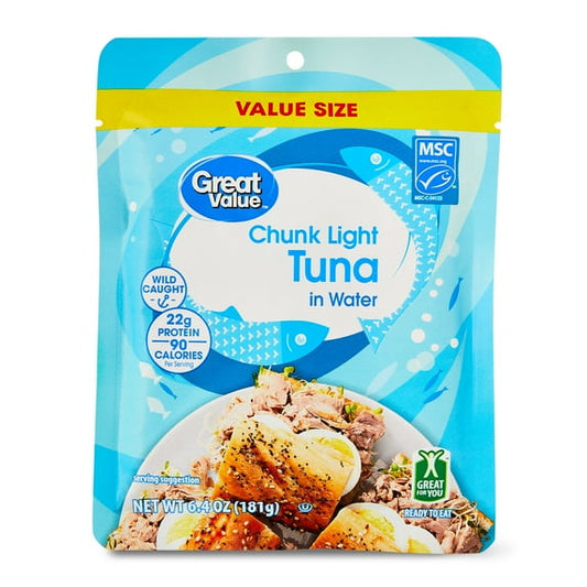 Great Value Premium Wild Caught Chunk Light Tuna in Water,