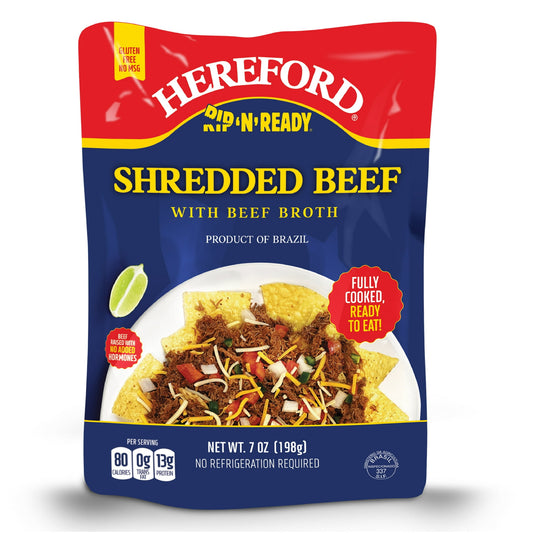 Hereford Fully Cooked Shredded Beef with Beef Broth