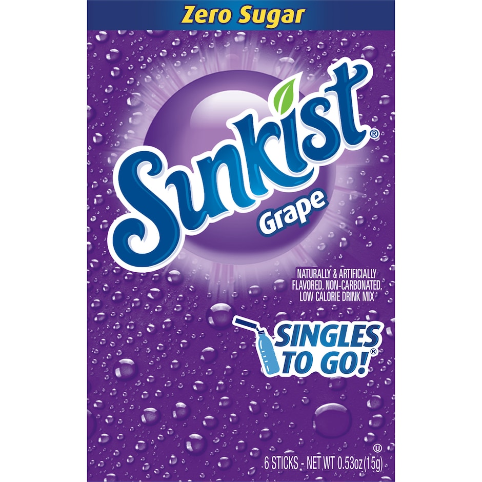 Sunkist Grape Flavored Singles To Go, 6ct