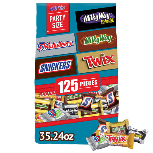 Snickers, Twix, Milky Way & 3 Musketeers Variety Pack - 125 Pieces Bag