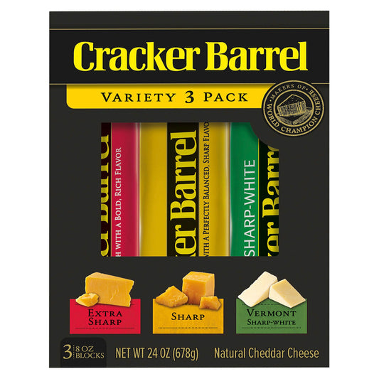 Cracker Barrel Cheddar Cheese Variety Pack, 3 pk./8 oz.