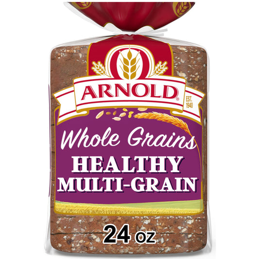 Arnold Whole Grains Healthy Bread, 24 oz, Multi-Grain Multigrain Bread, Bag