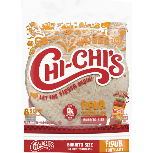 CHI-CHI'S Flour Tortillas, Tortilla Wrap, Burrito-Size, 17 oz Regular Plastic Bag, 8 Tortillas