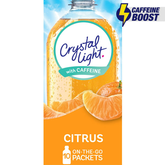 Crystal Light Citrus Sugar Free Drink Mix Singles with Caffeine, 10ct
