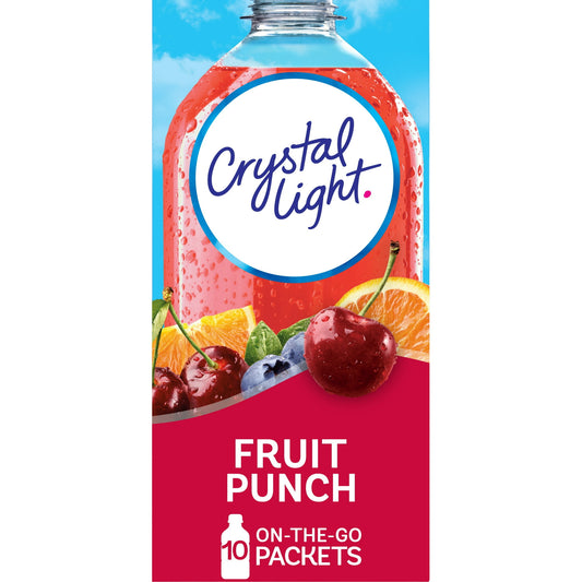 Crystal Light Fruit Punch Sugar Free Drink Mix Singles Caffeine Free, 10ct