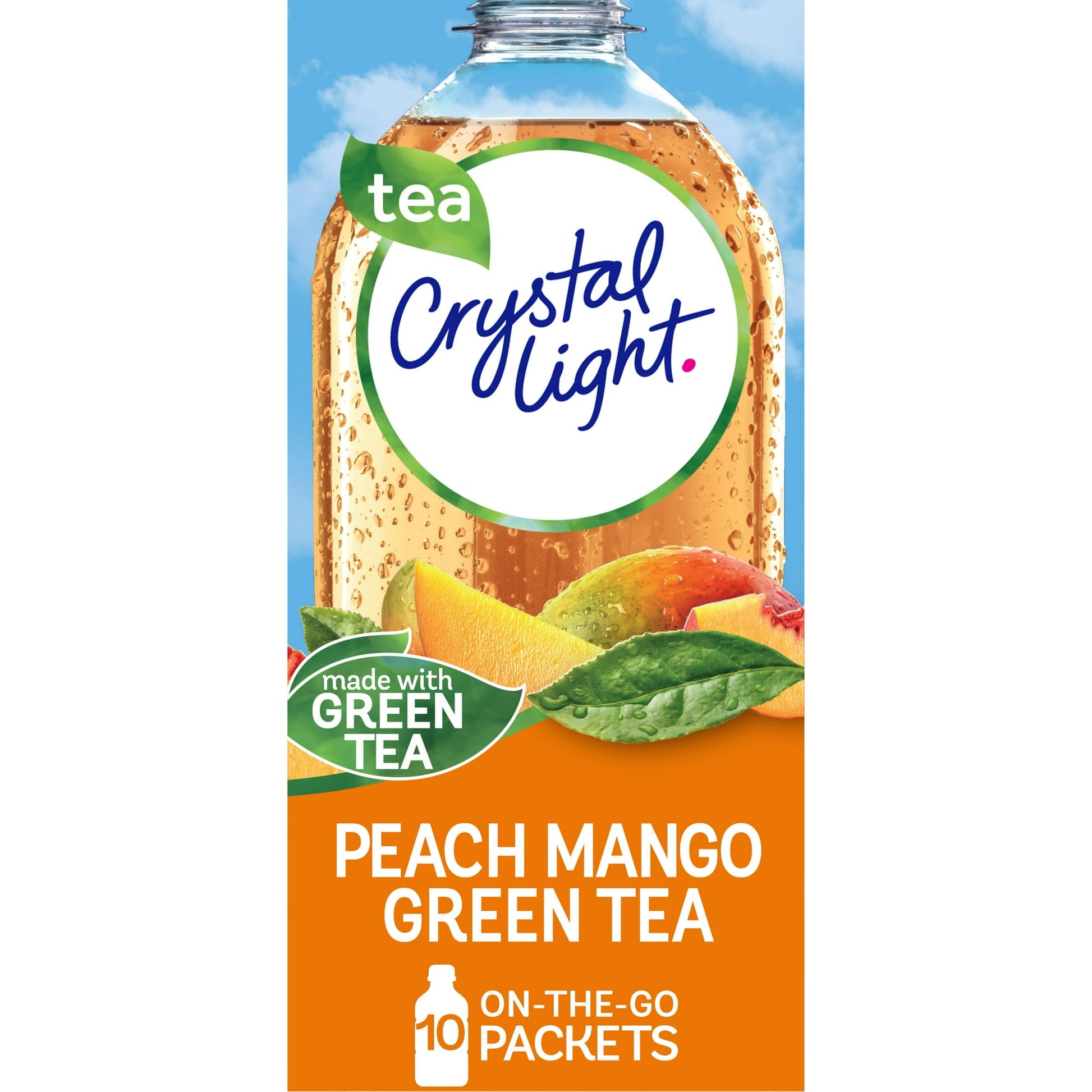 Crystal Light Peach Mango Green Tea Sugar Free Drink Mix Singles, 10ct