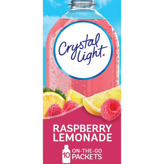 Crystal Light Raspberry Lemonade Sugar Free Drink Mix Singles Caffeine Free, 10ct