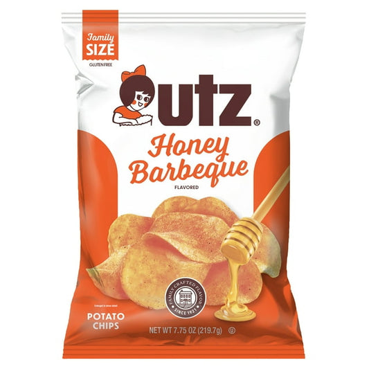 Utz Honey Barbeque Potato Chips, Gluten-Free, Family Size, 7.75 oz Bag