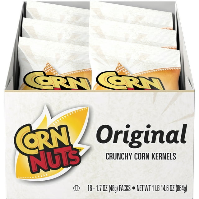 CORN NUTS Original Crunchy Corn Trail Mixes Kernels, Ready-to-Eat, 1.7 oz Plastic Pouch (18-Pack)