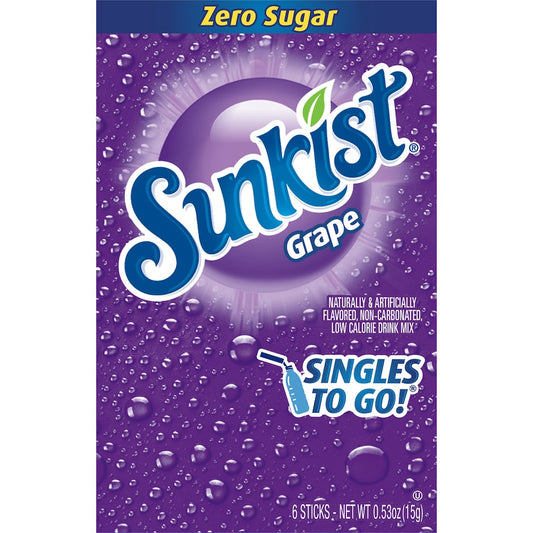 Sunkist Grape Flavored Singles To Go, 6ct